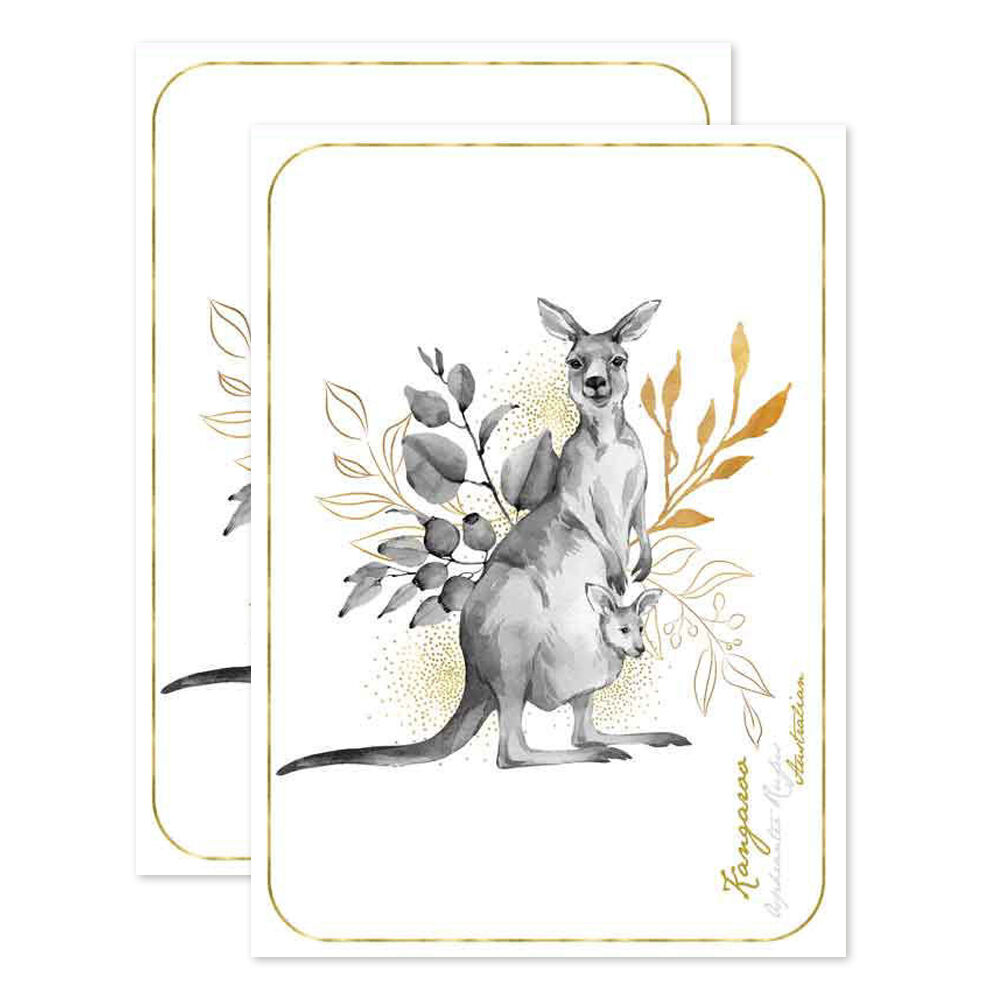 LMD Australian Kangaroo Flora & Fauna Cotton Kitchen Tea Towel Rect 50x70cm (2 Pack)
