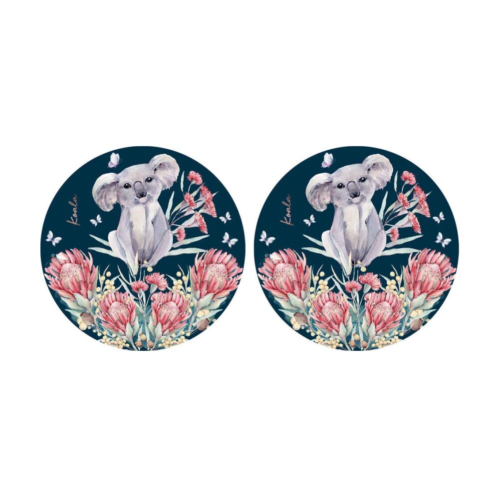 LMD Koala Ceramic Surface Protector Trivet Dish Home Decor Round 25cm Navy (2 Pack)
