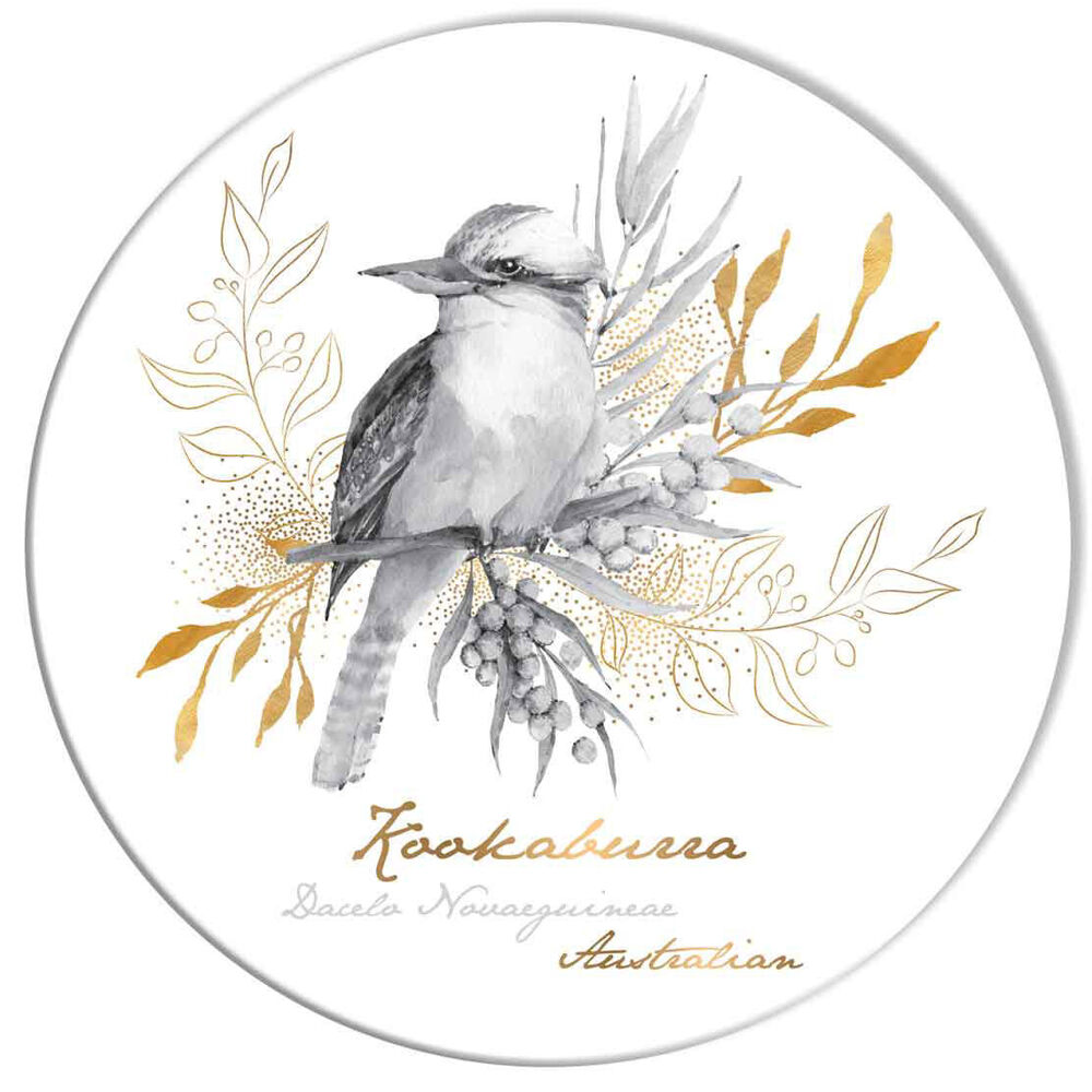 LMD Kookaburra Ceramic Surface Protector Trivet Decor Round 25cm Black/White