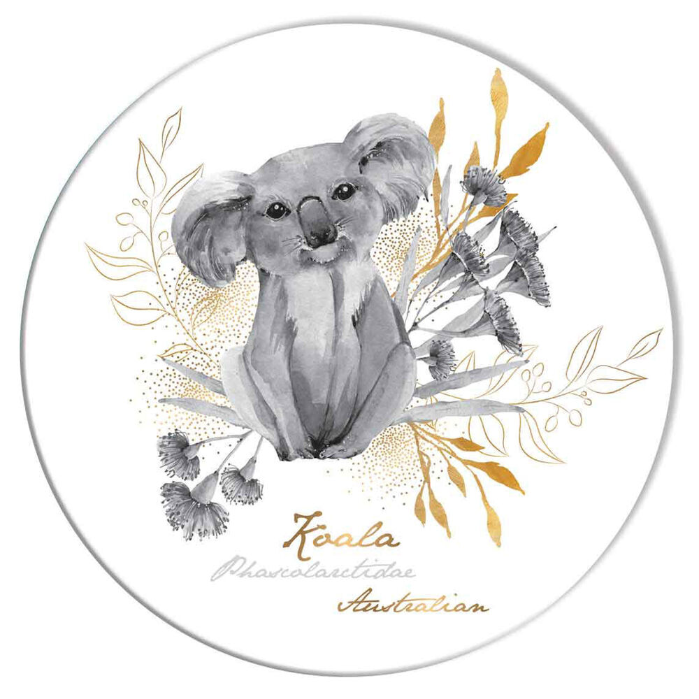 LMD Koala Ceramic Surface Protector Trivet Home Decor Round 25cm Black/White