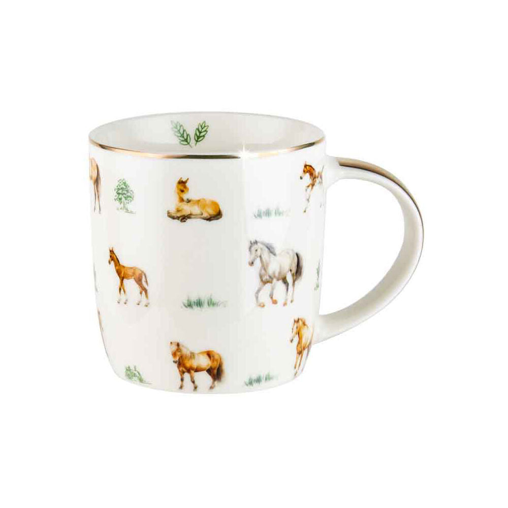 LMD Horses Farm Lane New Bone China Tea/Coffee Mug Drinkware 360ml White