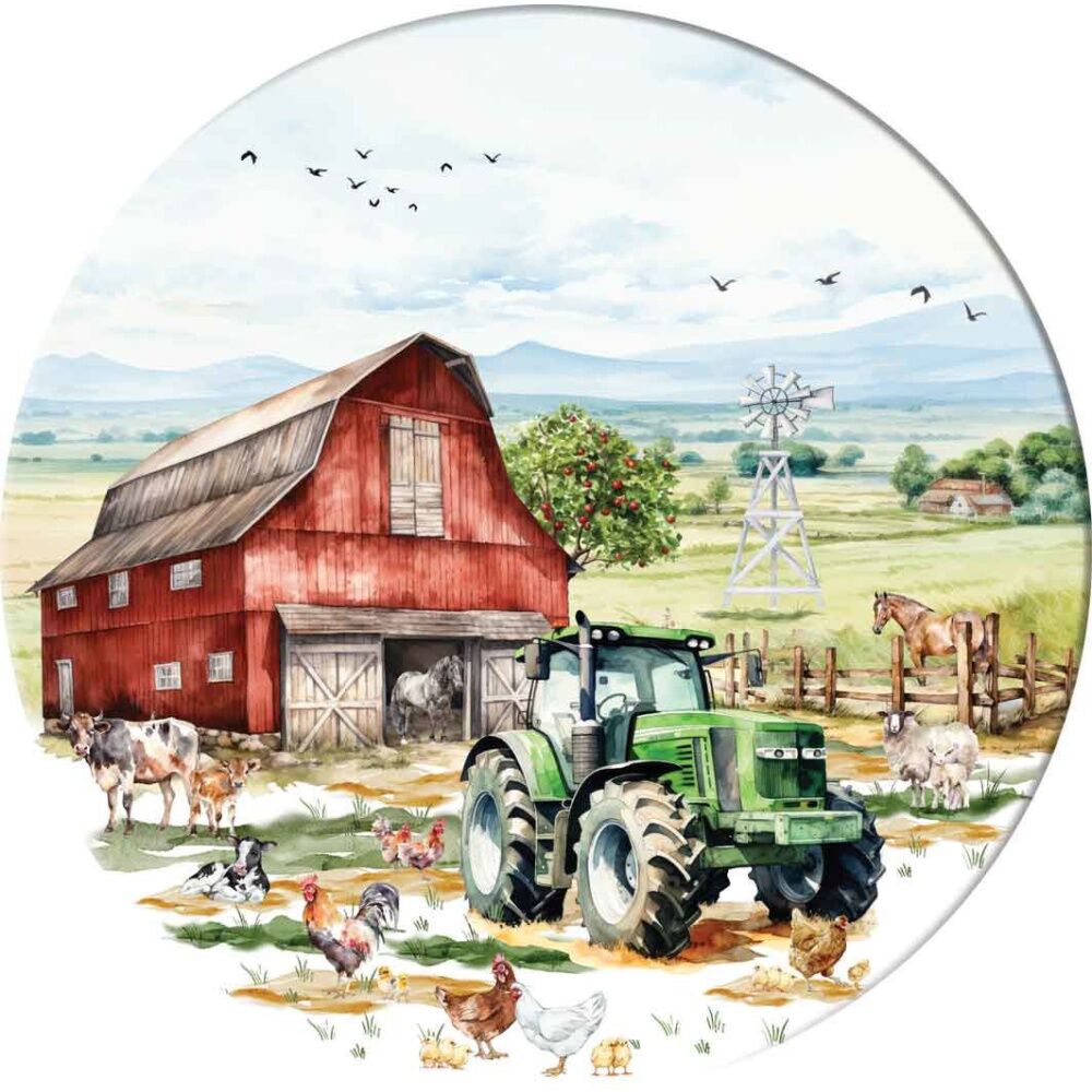 LMD Country Life Ceramic Surface Protector Decor Round 25cm Green Truck (2 Pack) — image 2