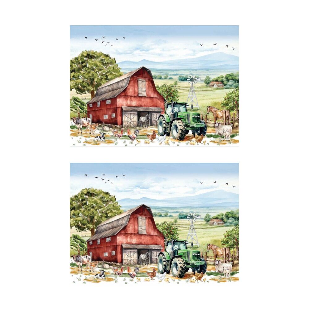 LMD Country Life Cotton Tea Towel Kitchen Dishcloth Rectangular 50x70cm (2 Pack)
