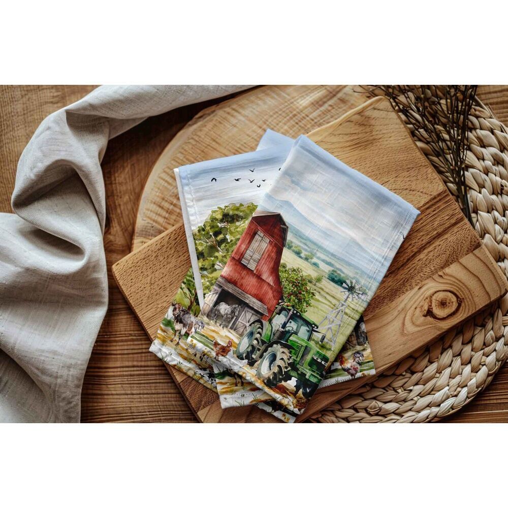 LMD Country Life Cotton Tea Towel Kitchen Dishcloth Rectangular 50x70cm (2 Pack) — image 2