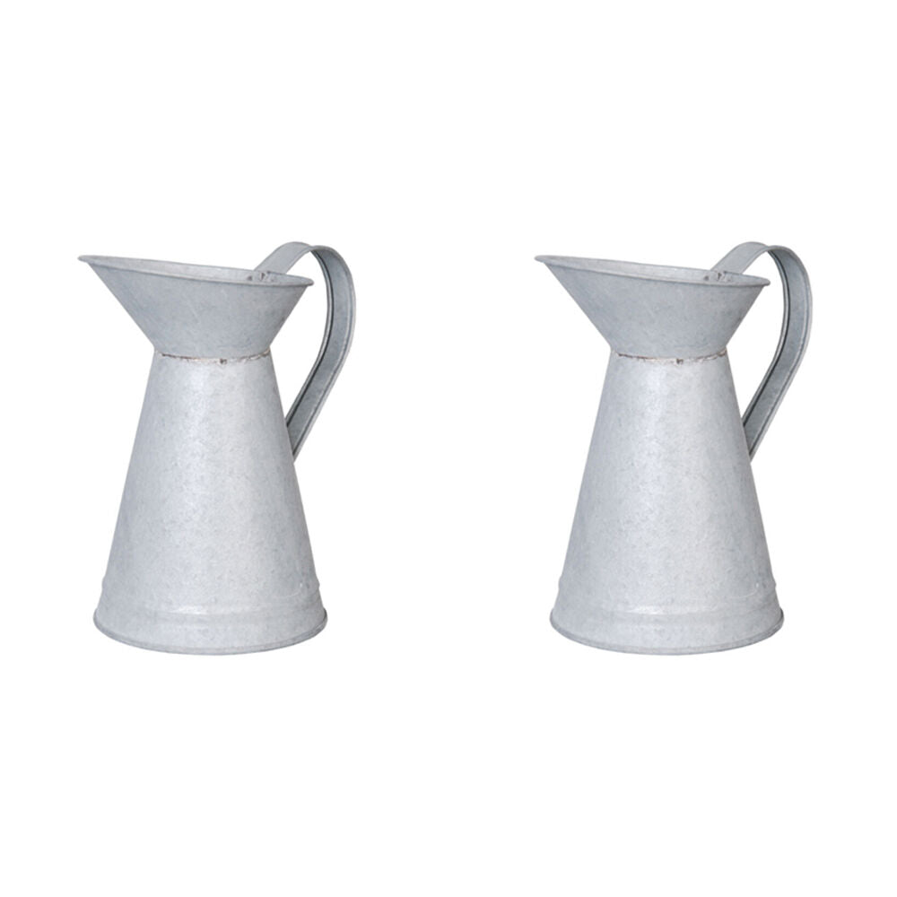 Esschert Design Aged Zinc Watering Jug Container Indoor/Outdoor Decor 1.1L (2 Pack)