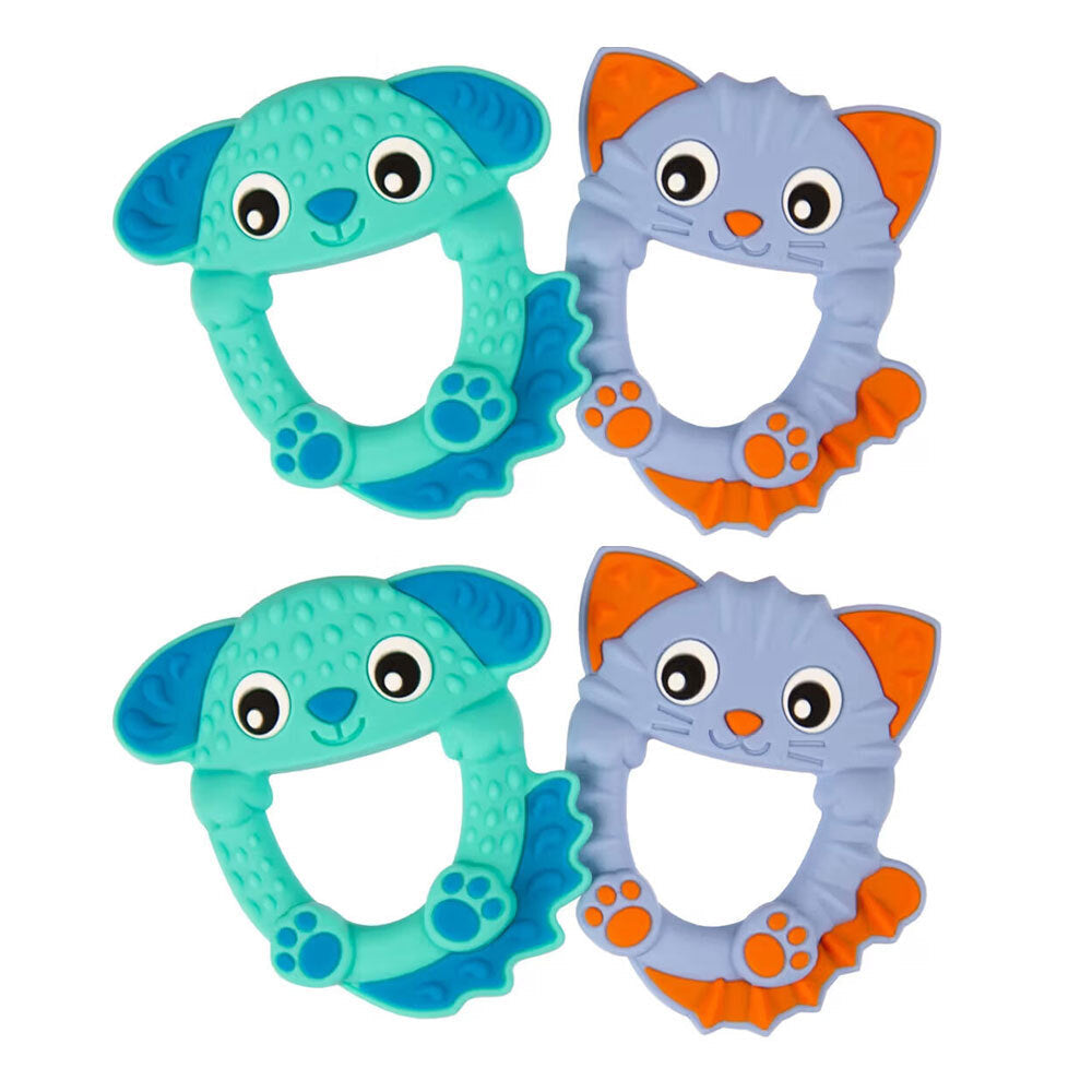 Playgro Soothe and Chew Kobie Cat Silicone Baby Soothing Teether Toy0m+ (2 Pack)