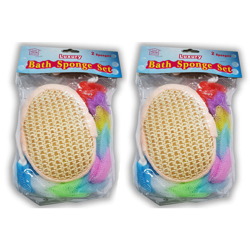 Better Home Bathroom Essentials Luxury Bath Sponge/Loofah Clean Scrubber Set (4 Pieces)