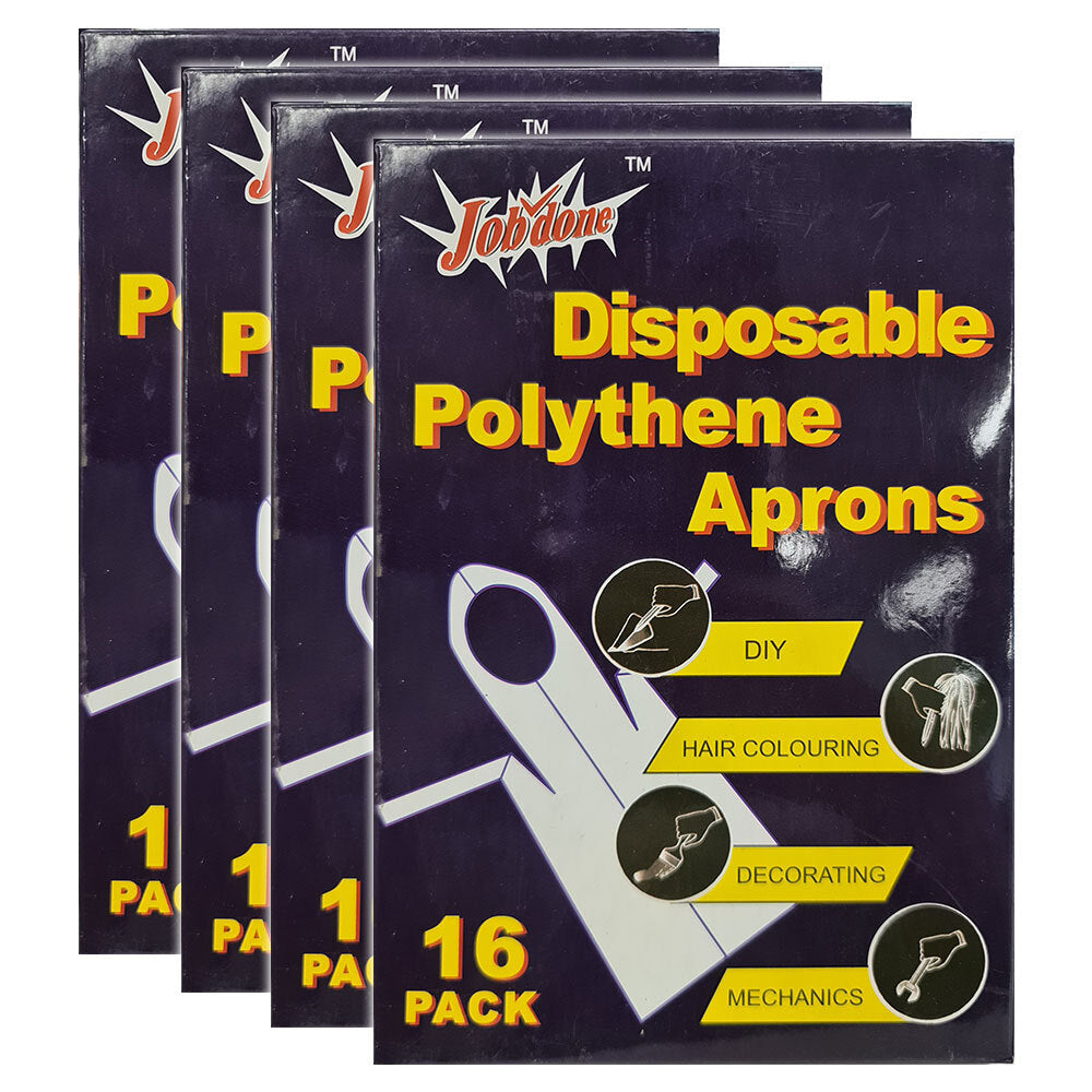 Jobdone Multi Purpose One Size Disposable Polyethylene Aprons f/ Cooking/Painting (64 Pieces)