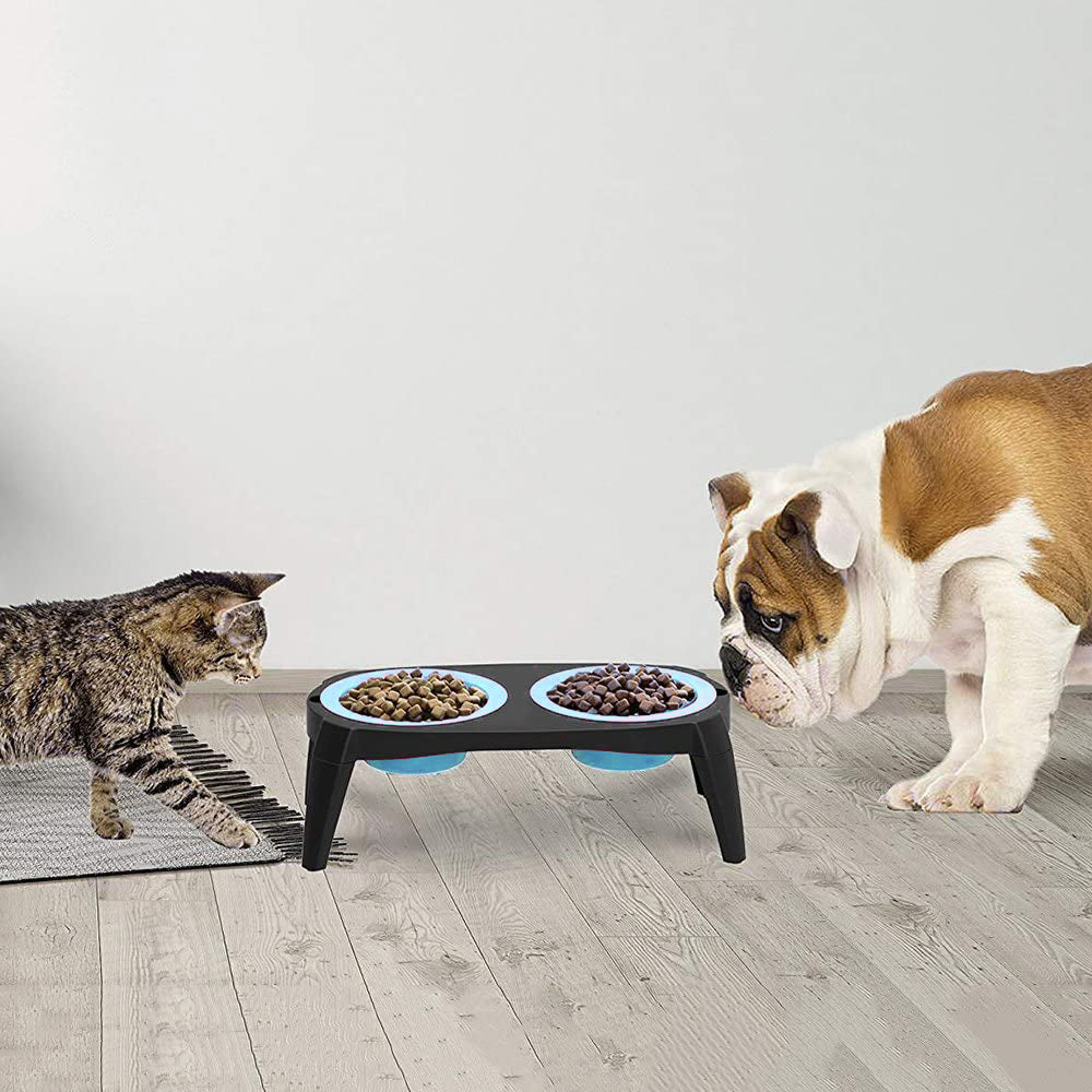 Pro Pet Plastic 39x20cm Dog Double Feeding Food Bowl w/Stand Light Blue/Black (2 Pack) — image 3