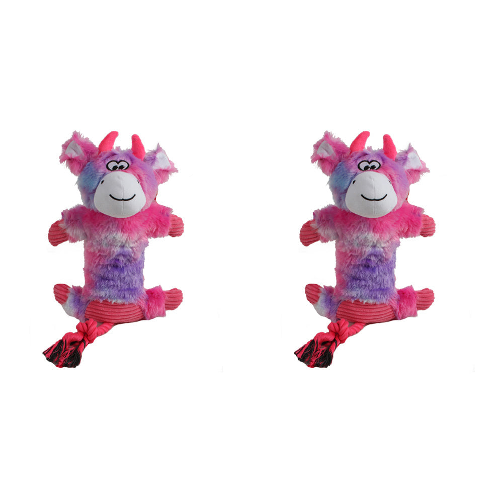 Pro Pet 30cm Squeaky Soft Plush Monkey Dog Toy Interactive Squeaker Violet (2 Pack)