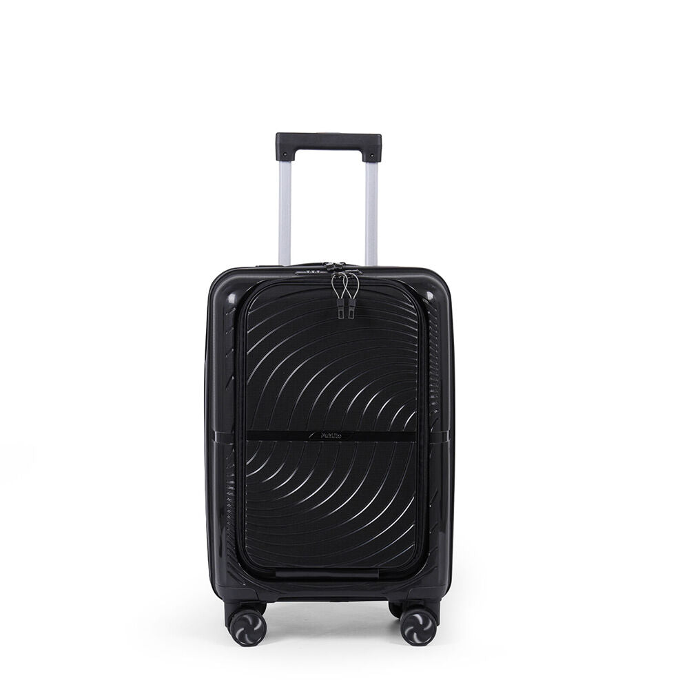 Paklite 55x35cm Black Suitcase Lightweight Solar Small Travel Luggage
