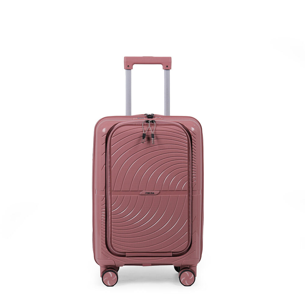 Paklite 55x35cm Pink Suitcase Lightweight Solar Small Travel Luggage
