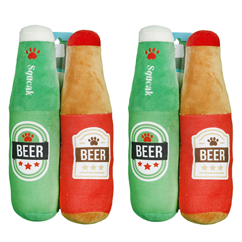 Pro Pet Care 2pc Pro Pet Care Beer Bottle Set Plush Dog Toy With Squeaker 24cm (2 Pack)
