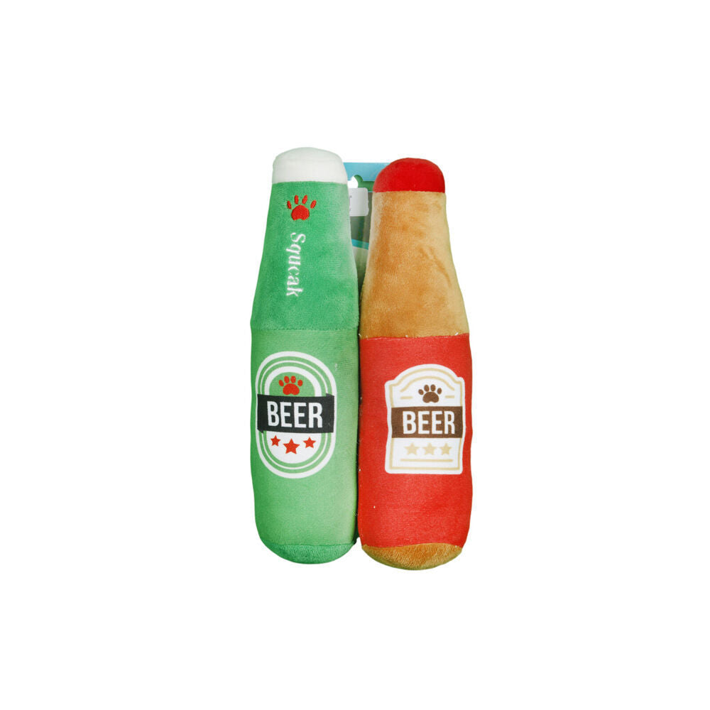 Pro Pet Care 2pc Pro Pet Care Beer Bottle Set Plush Dog Toy With Squeaker 24cm (2 Pack) — image 2
