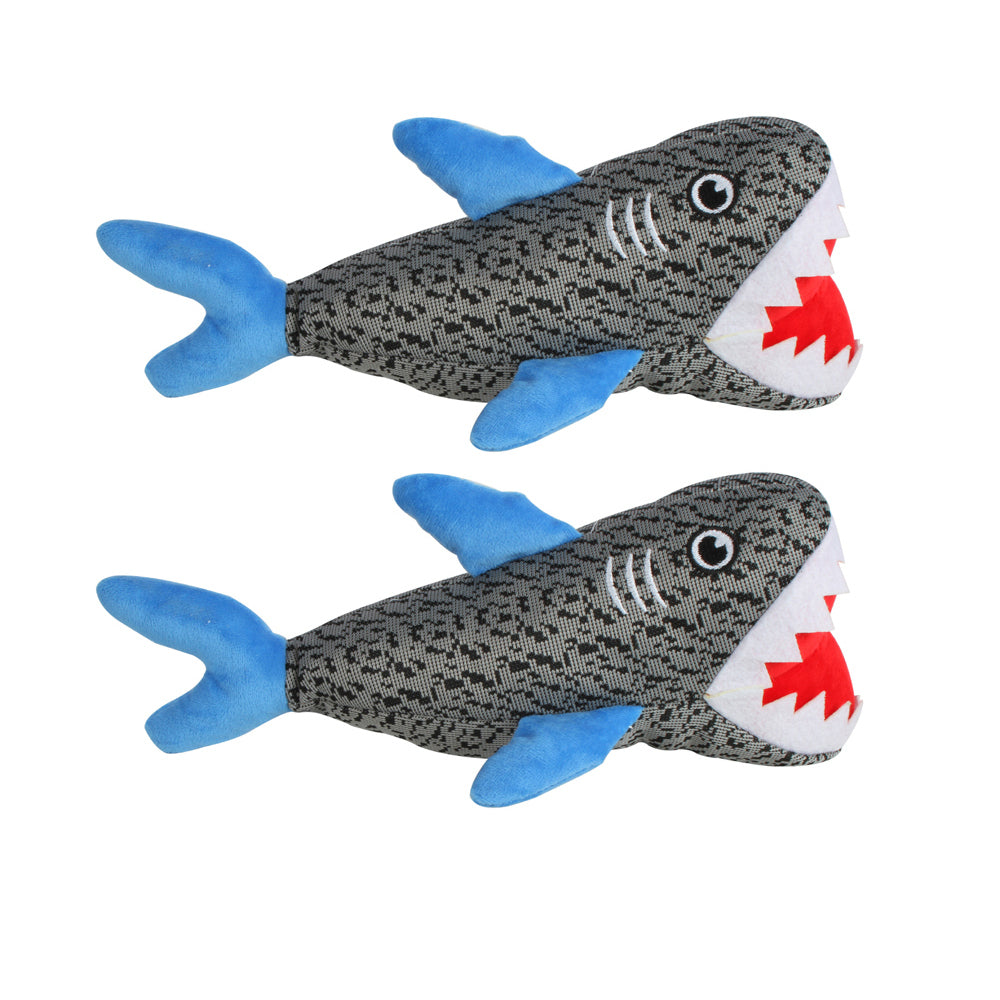 Pro Pet Max Shark Pet Plush Interactive Play Fun Toy Exciting for Pets 33cm (2 Pack)