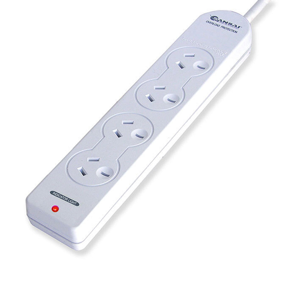 Sansai 4 Way Power Board Sockets Overload Protection/Reset Button/1m Cord (2 Pack) — image 2