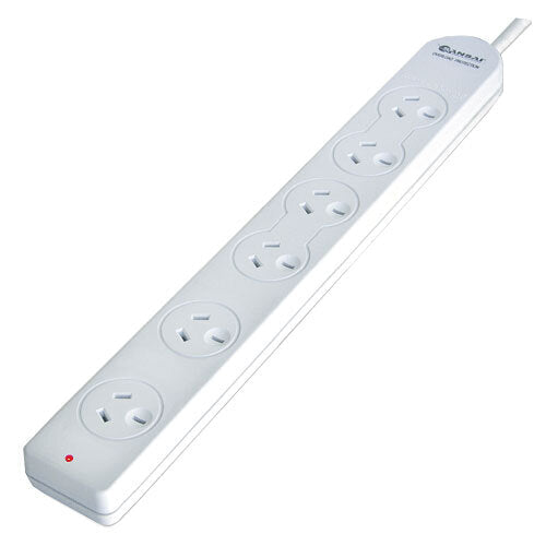Sansai 6-Way Overload Protected Powerboard 1m Lead Extension Cord Port White (2 Pack) — image 2
