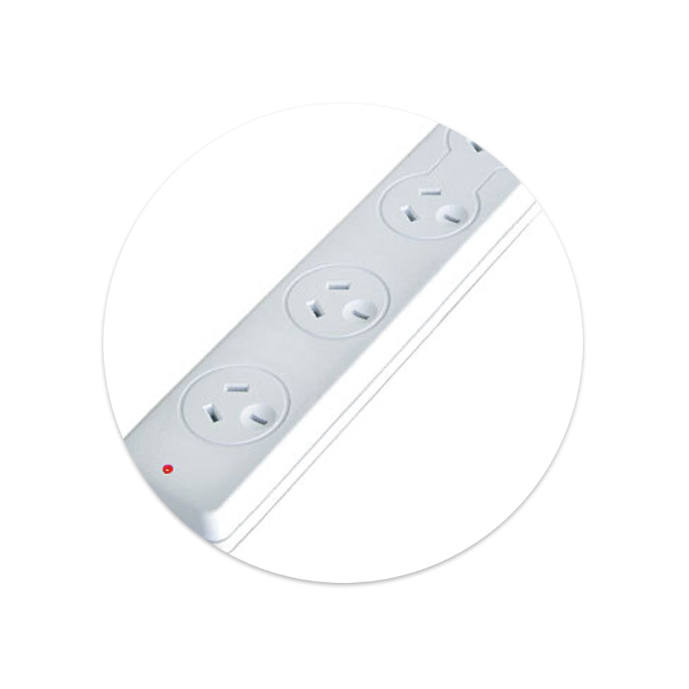 Sansai 6-Way Overload Protected Powerboard 1m Lead Extension Cord Port White (2 Pack) — image 3