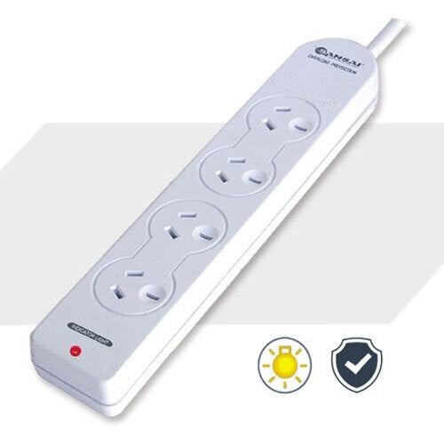 Sansai 4-Way Power Board Overload/Surge Protection/Master Switch 10A 1m Cord — image 3