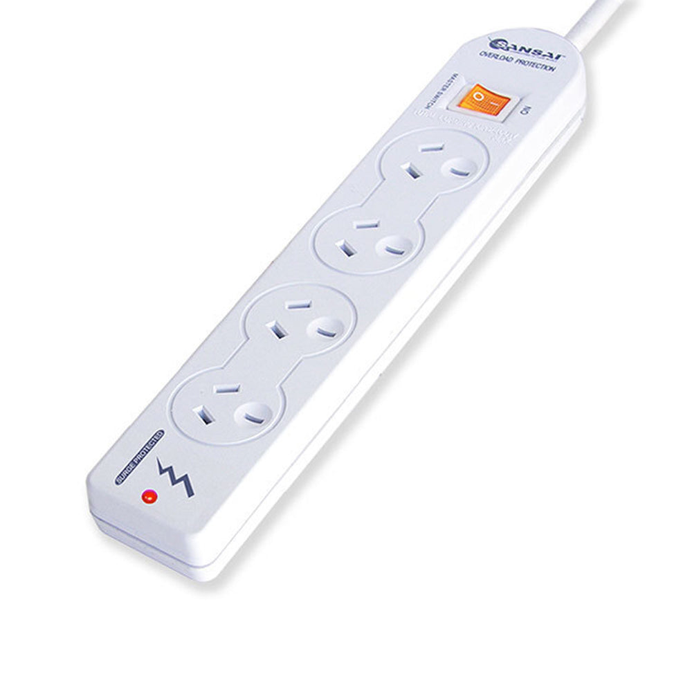 Sansai 4-Way Power Board Overload/Surge Protection/Master Switch 10A 1m Cord (2 Pack) — image 2