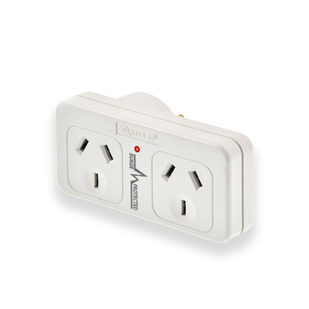 Sansai 2400W Surged Double Left Power Adaptor Plug Socket 240V Protector White — image 2