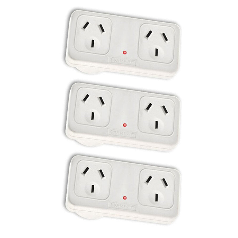 Sansai Horizontal Right Powerpoint Double Surge Protector Adaptor/Outlet/AU (3 Pack)