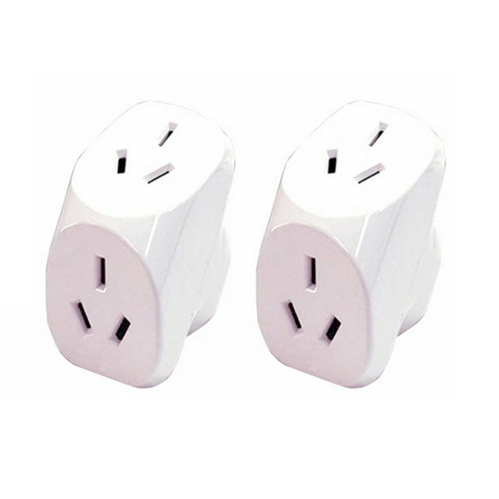 Sansai Double Plug 2 Outlets Angled Adaptor Indoor Adapter Home Socket White (2 Pack)