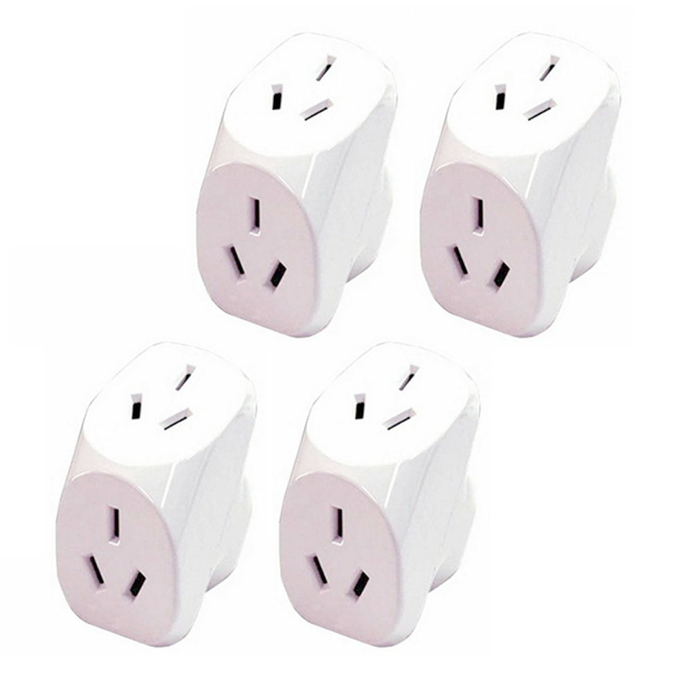 Sansai Double Plug 2 Outlets Angled Adaptor Indoor Adapter Home Socket White (4 Pack)