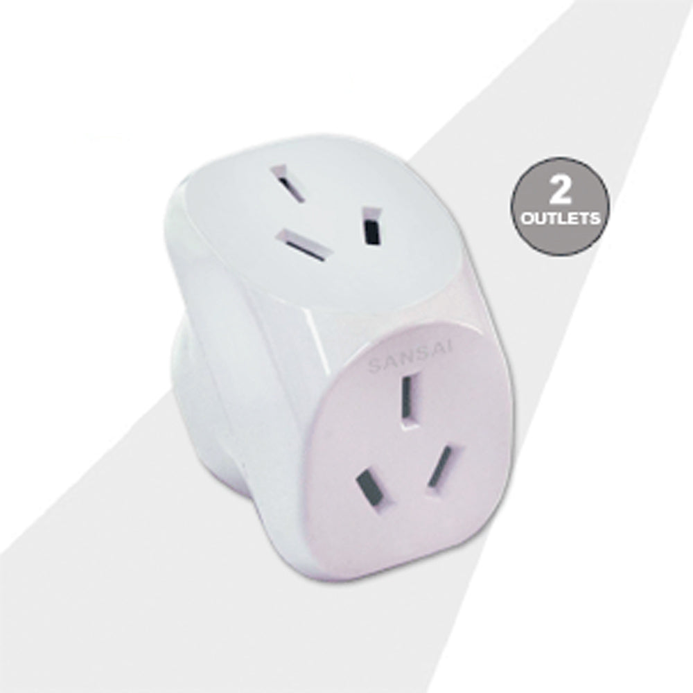 Sansai Double Plug 2 Outlets Angled Adaptor Indoor Adapter Home Socket White (4 Pack) — image 3
