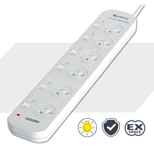 Sansai 6 Way Individually Switched Outlets Powerboard w/ Overload Protection — image 3
