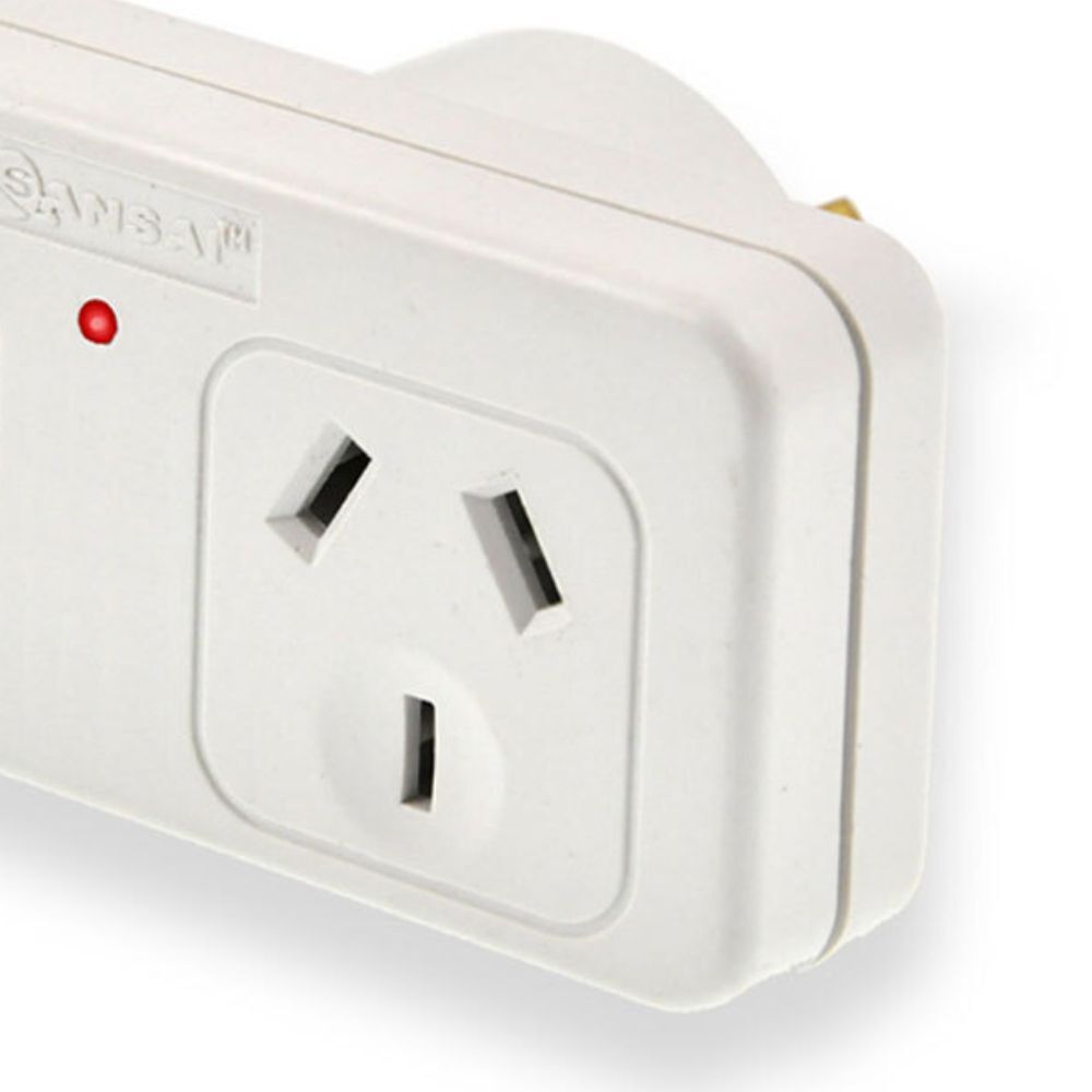 Sansai Left Hand Standard 10A Flat Panel Double Adaptor/Adapter AU/NZ Plug White — image 2