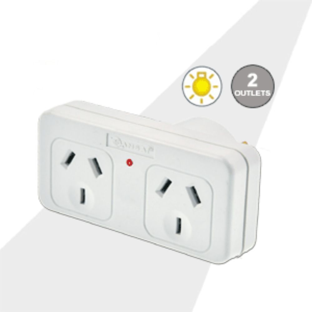 Sansai Left Hand Standard 10A Flat Panel Double Adaptor/Adapter AU/NZ Plug White — image 3