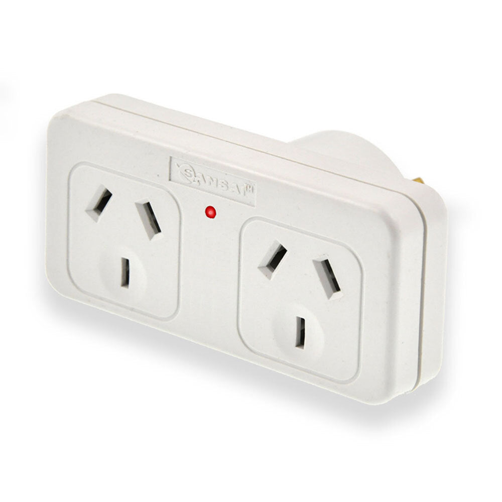 Sansai 4PK Left Hand Standard 10A Flat Panel Double Adaptor Adapter AU NZ Plug — image 2