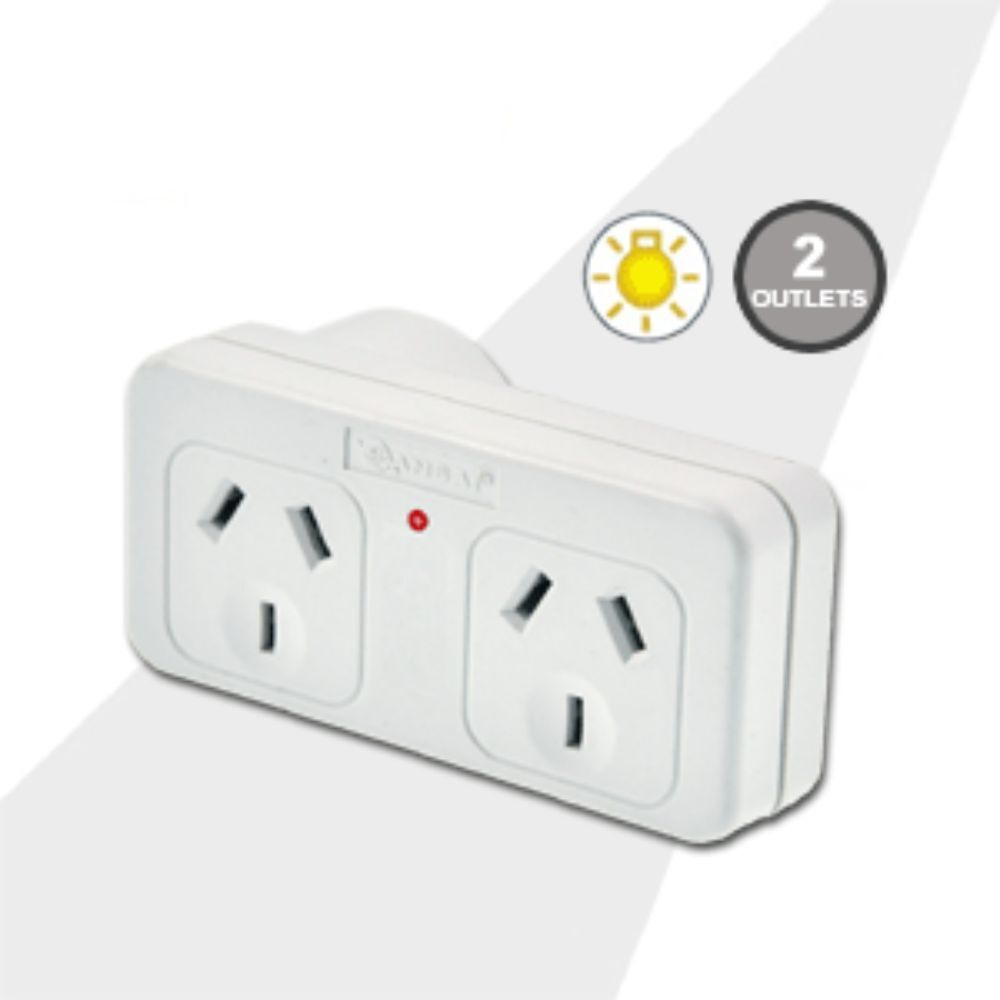 Sansai Right Hand Standard 10A Flat Panel Double Adaptor/Adapter AU/NZ Plug WHT — image 2