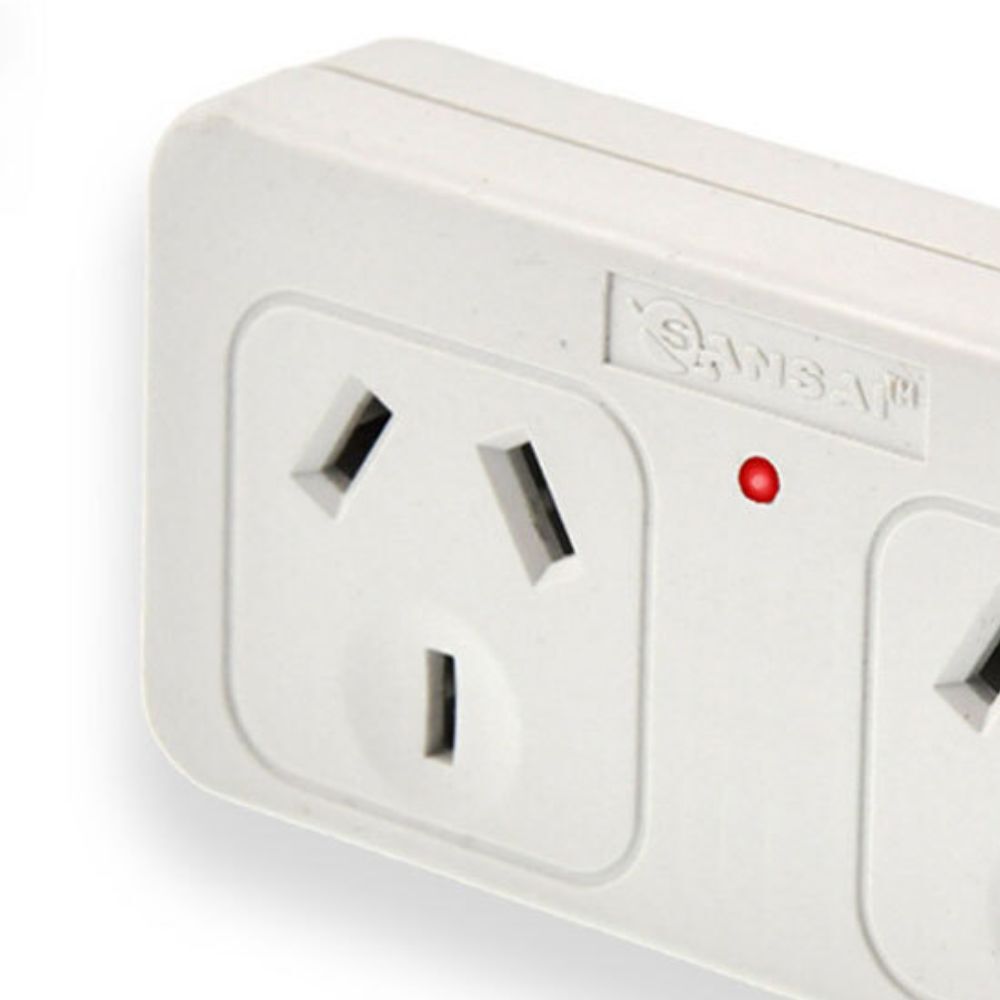 Sansai Right Hand Standard 10A Flat Panel Double Adaptor/Adapter AU/NZ Plug WHT — image 3