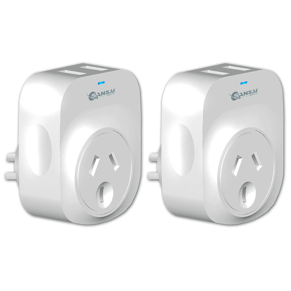 Sansai 2.1A 2xUSB Outlets Surge Protection Charger Adapter f iPhone/iPad/iPod (2 Pack)