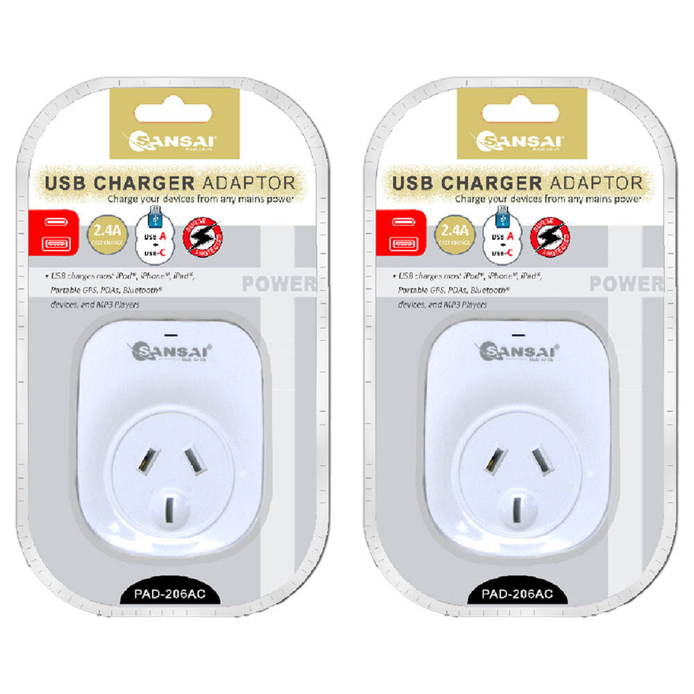 Sansai Portable Wall Charger 22.5W USB-C w/ LED Indicator 11x7 cm Assorted (2 Pack)
