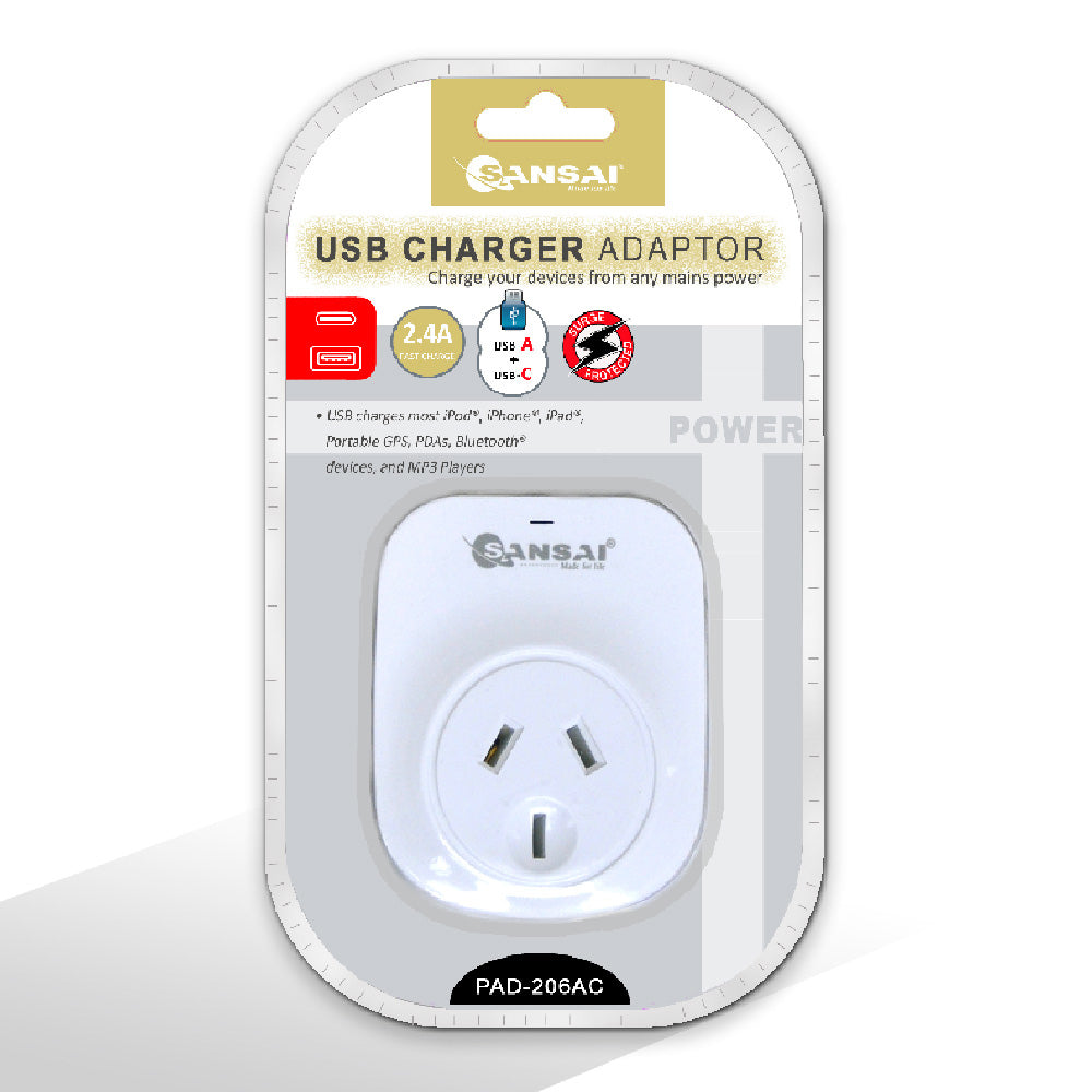 Sansai Portable Wall Charger 22.5W USB-C w/ LED Indicator 11x7 cm Assorted