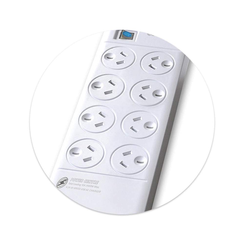 Sansai Power Board 8 Way Outlets Socket 4 Usb Charging Charger Ports w/Surge Protector — image 3