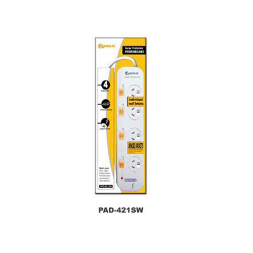 Sansai 4-Way Individually Switched Power Board Overload/Surge Protection 1m Cord — image 3