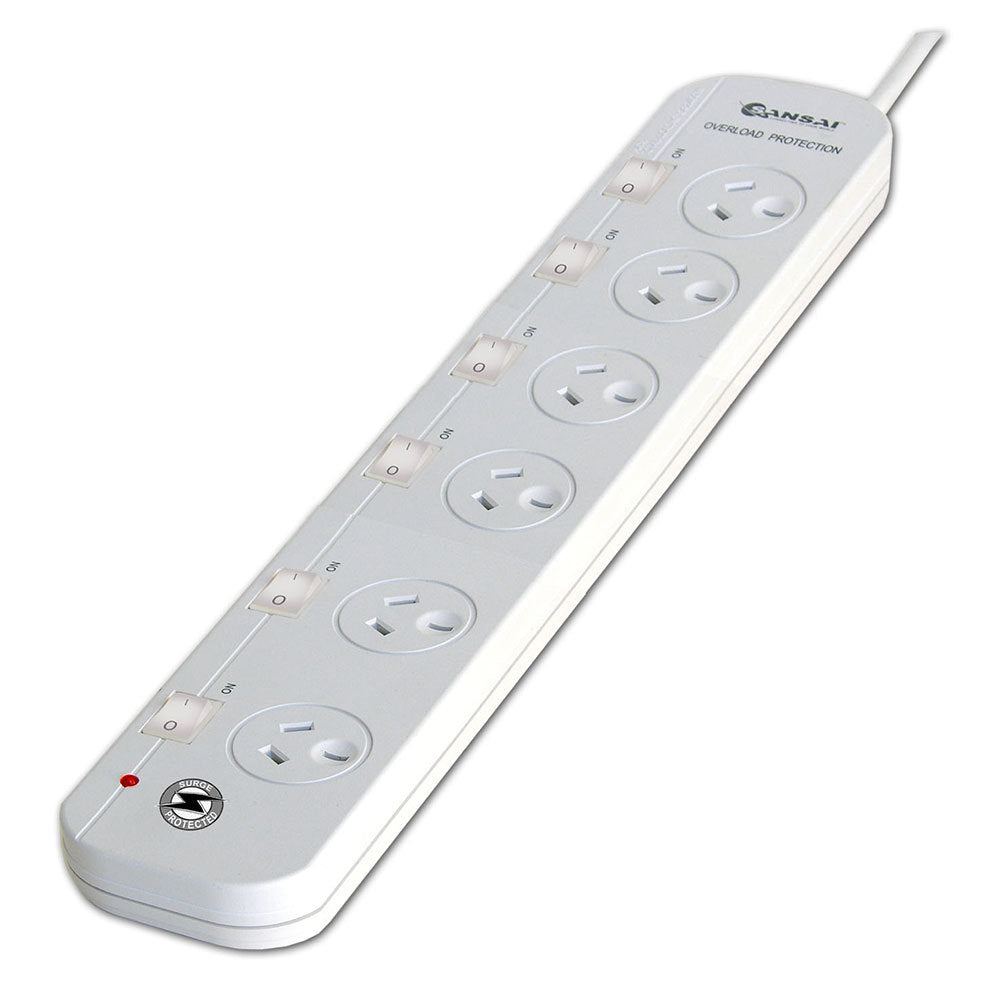 Sansai 6 Way Power board Sockets Outlets Surge Protector w/ Single Switch Powerboard — image 2