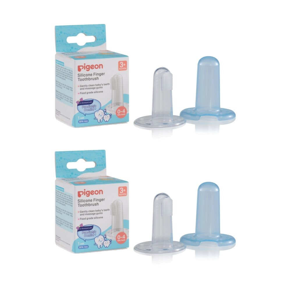 Pigeon Finger Toothbrush Set Silicone Baby Teething 3m+ (2 Pack)