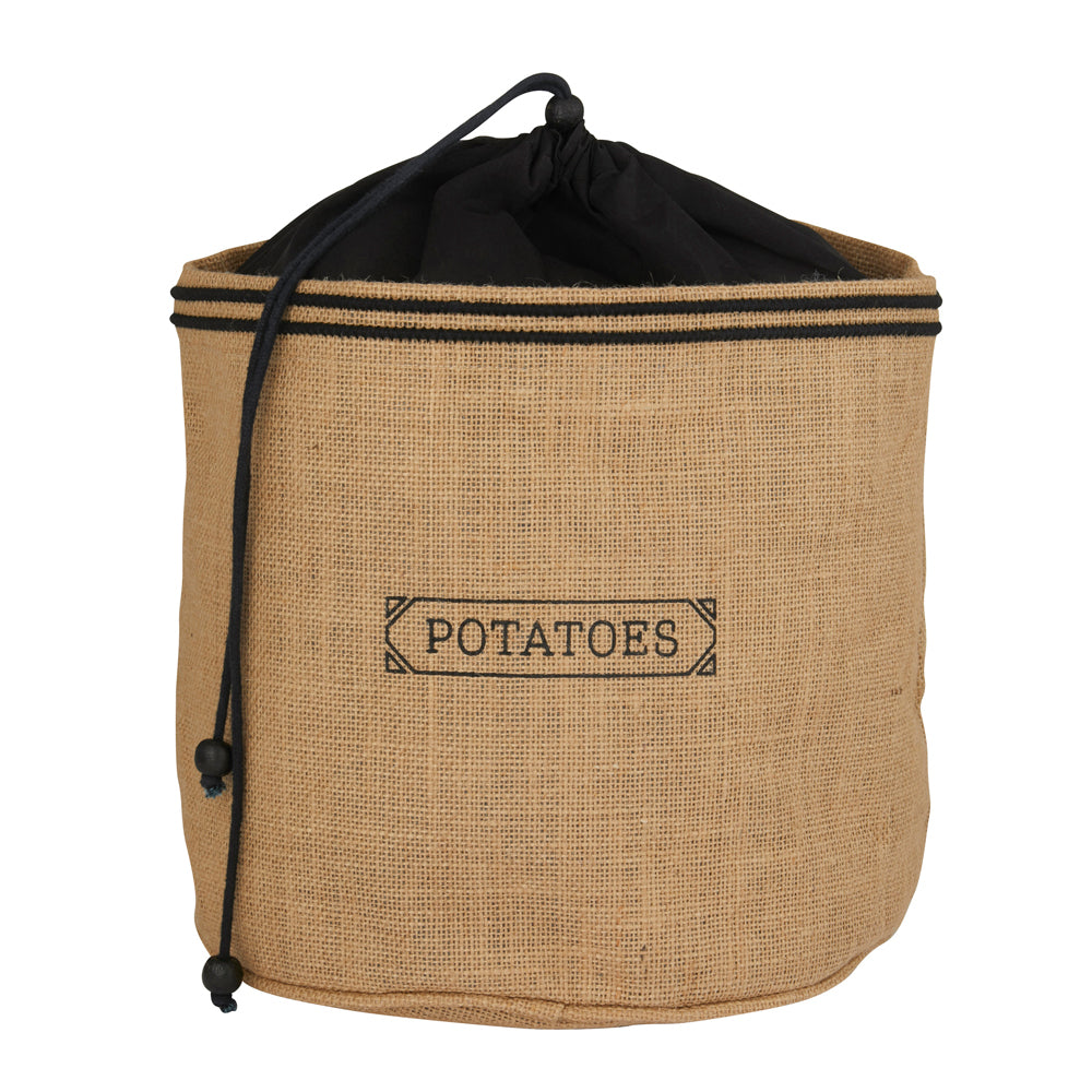 Davis & Waddell Potato Sack Storage Kitchen Pantry Organiser 24x18cm Natural/BLK