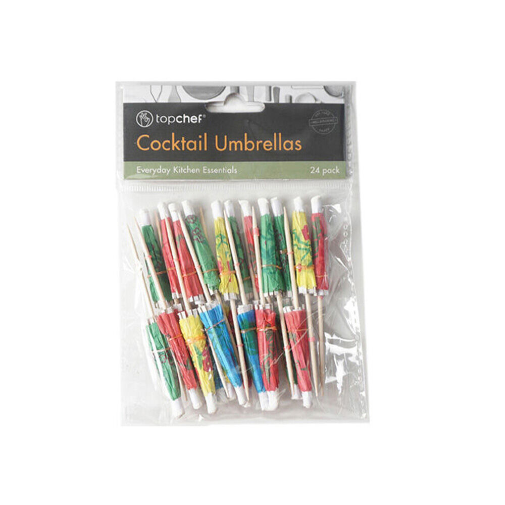 Topchef 24pc Topchef Paper Toothpick Cocktail Umbrellas Multicoloured Assorted (12 Pack) — image 2