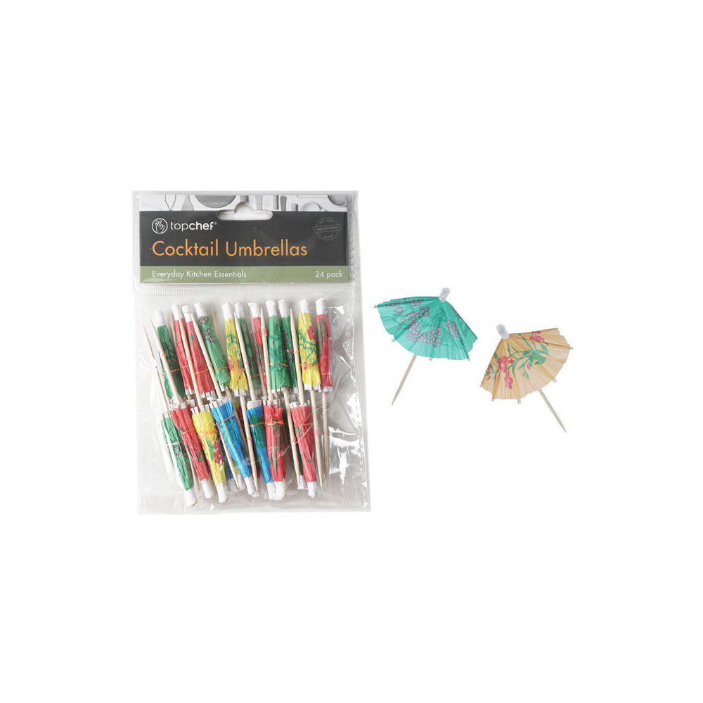 Topchef 24pc Topchef Paper Toothpick Cocktail Umbrellas Multicoloured Assorted (12 Pack) — image 3