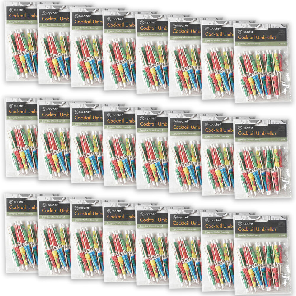Topchef 24pc Topchef Paper Toothpick Cocktail Umbrellas Multicoloured Assorted (24 Pack)