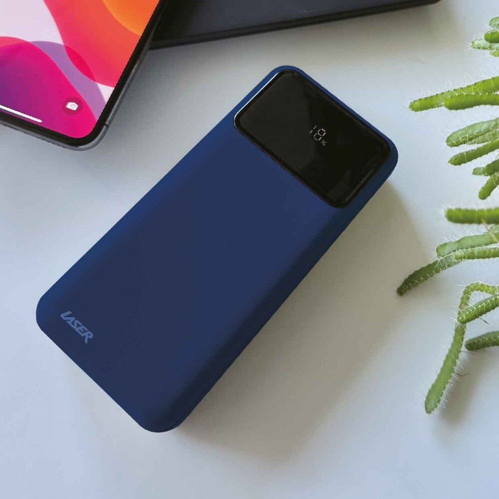 Laser 18W PD 10000mAh LED Power Bank Micro USB/Type C Portable Charger Navy — image 2