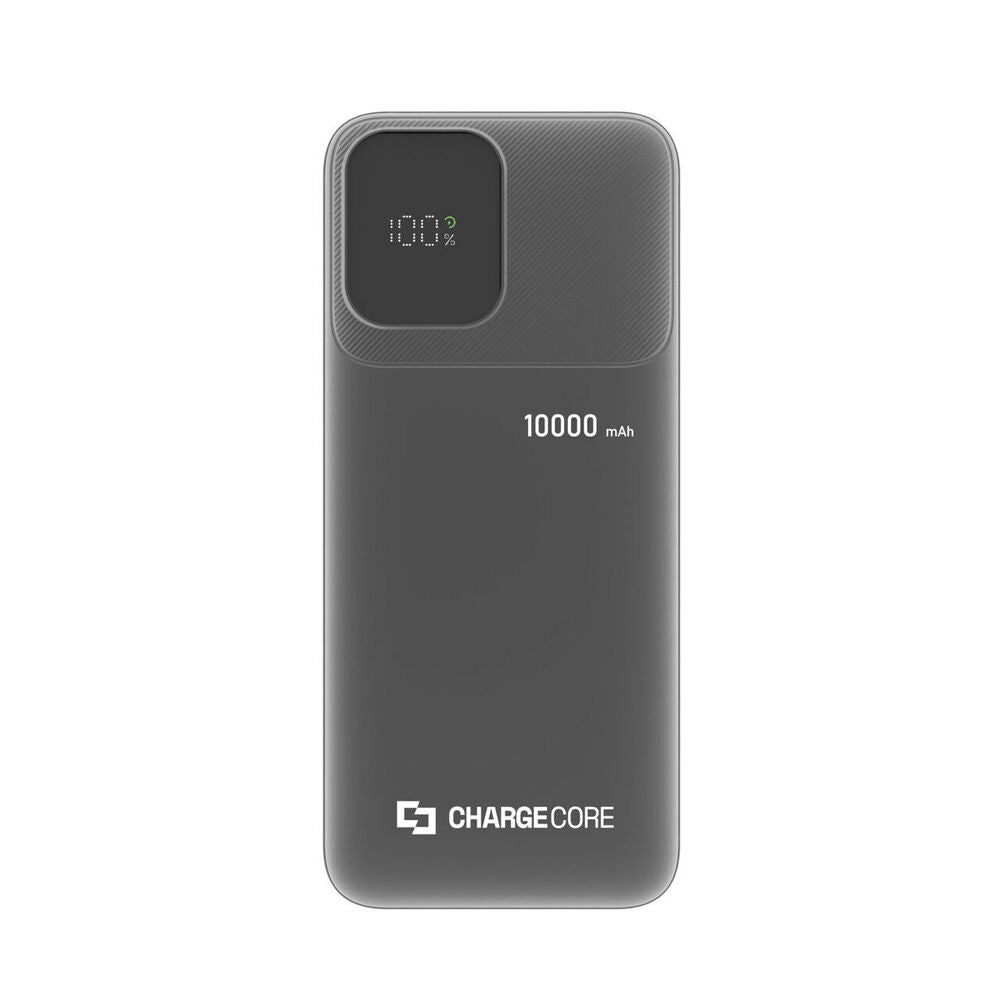 Chargecore 10000mAh USB-A to C & 8-Pin SafeCharge Max Powerbank — Black