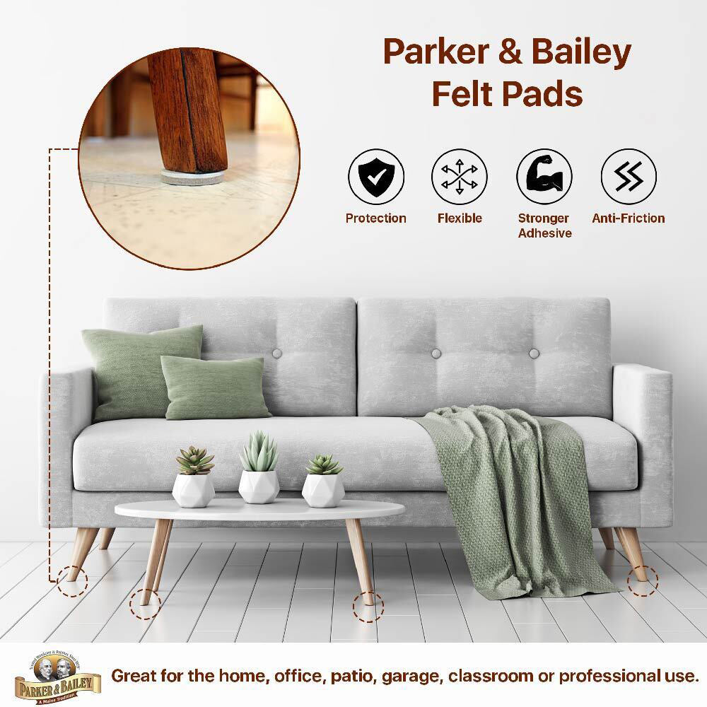 Parker & Bailey 25mm Heavy Duty Adhesive Felt Pads Floor Protector Round (48 Pieces) — image 2