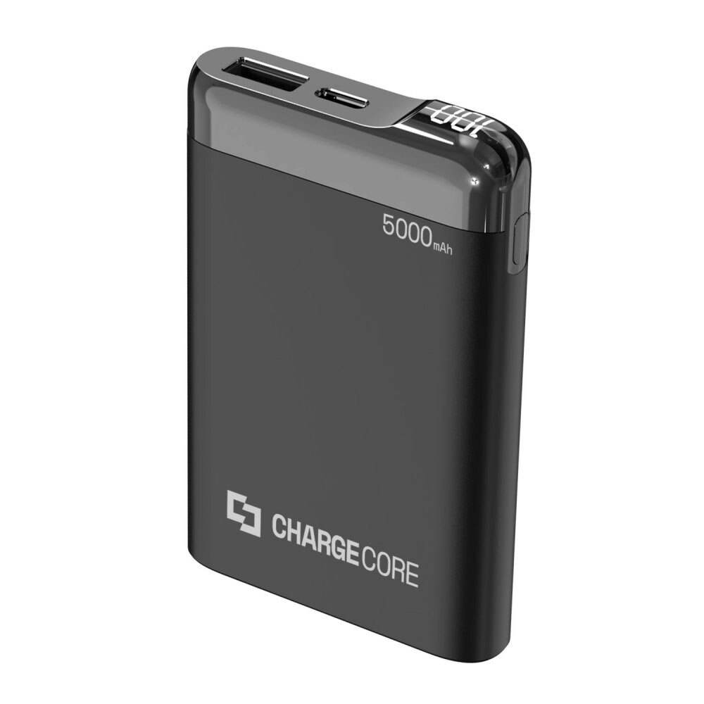 Laser 5000mAh Power Bank Usb-c/usb-a Phone/Mobile Charger w/LED Display Black